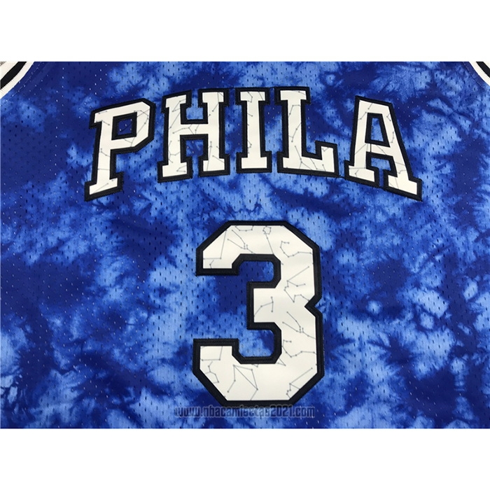 Camiseta Philadelphia 76ers Allen Iverson #3 Galaxy Azul